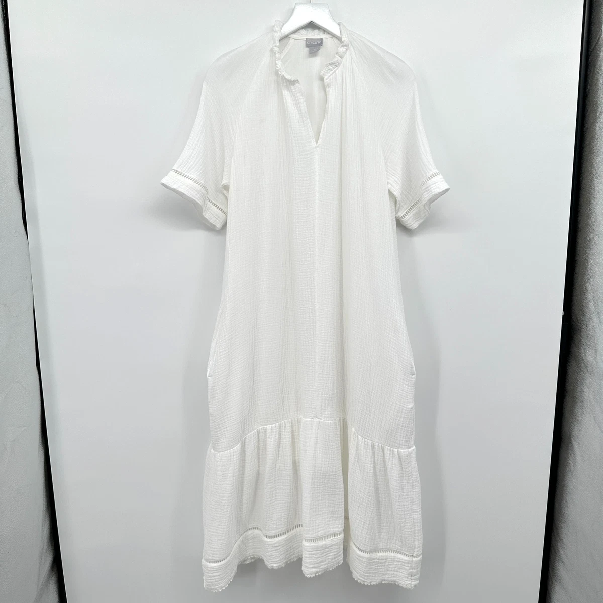 reformation wrap dress Reformation // White & Red Linen Stripes Wrap Dress – VSP Consignment