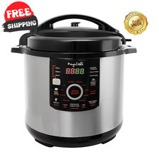 MegaChef 12 Qt Electric Pressure Cooker 1600W Digital Slow Cook Stainless Steel