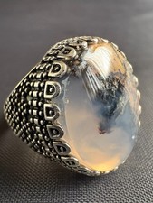 Dendritic Moss Agate Ring 925 Sterling Silver Ring Handcrafted Ring Size 9.5 US