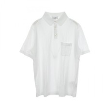 HERMES H embroidered pocket short sleeve Polo shirt L cotton White Used mens