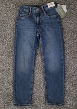 H M Boys Regular Fit Straight Leg Jeans Blue Adjustable Waist Size 8 Denim
