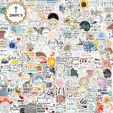 200 PCS Christian Bible Verse Jesus God Stickers - Waterproof Vinyl Colorful