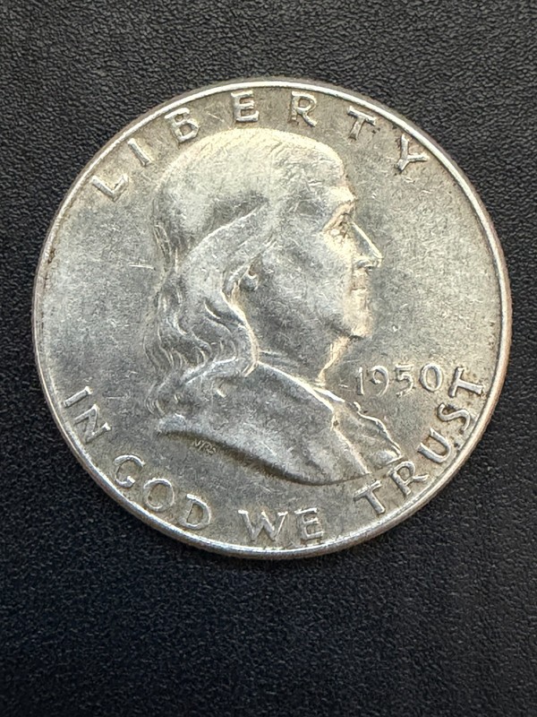 1950  Philadelphia Mint Silver Franklin Half Dollar  lot # 2196
