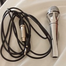 Silver Wired Handheld Microphone w/ Cable, 6.35mm 1/4 in TS Plug