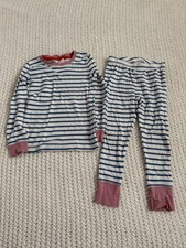 Mini Boden Snug Fit Striped Pajama Set Blue And White 100 Cotton Size 3T
