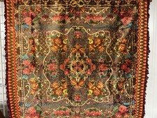 Turkish Velvet Rug, Wall Rug, Velvet Bedspread Rug, Hangins Rug, 4.5 x 4.5 ft