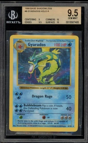 Pokemon Gyarados Base Set Shadowless Holo Rare #6 BGS 9.5 Gem Mint