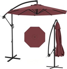 Cantilever Patio Umbrella Offset Hanging Umbrella w/ Cross Base,Angle Adjustment