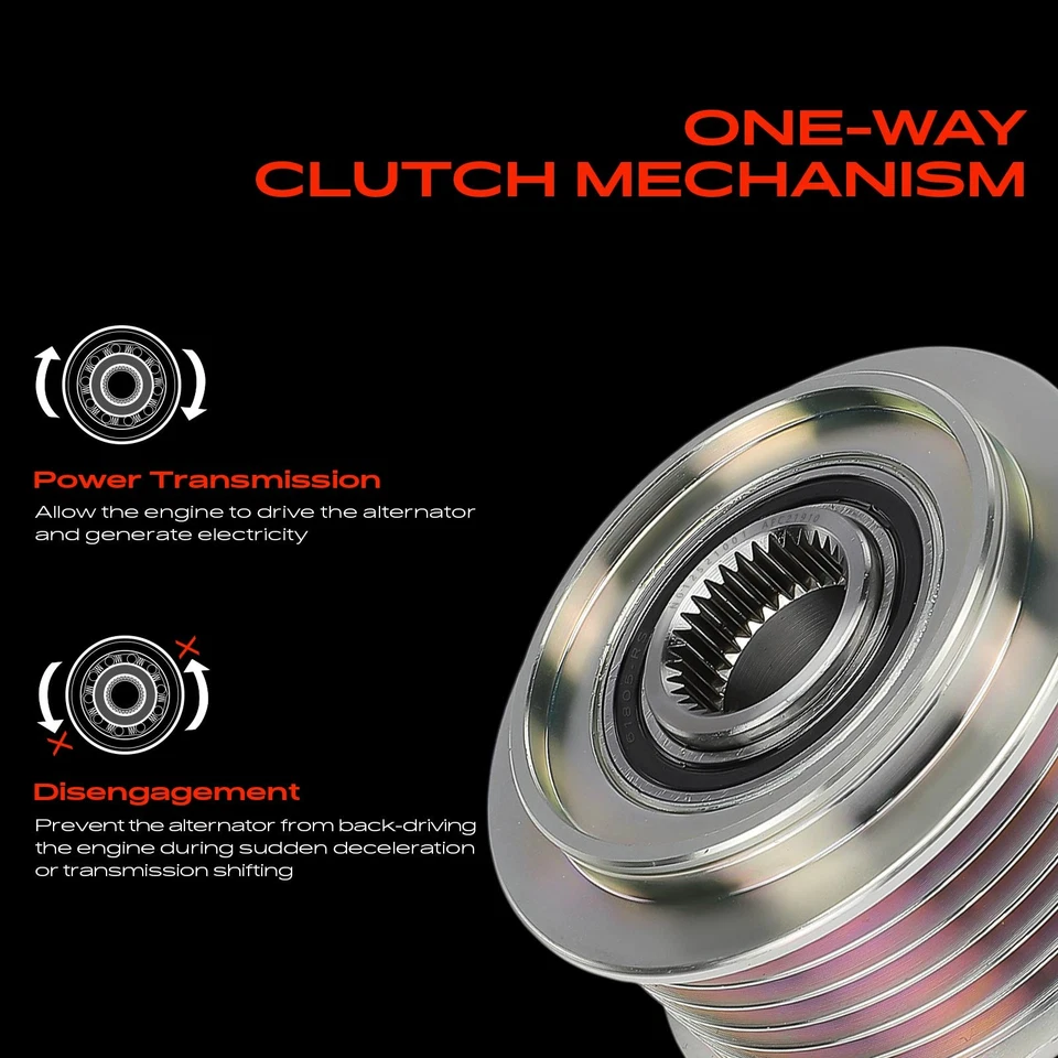 Polea de embrague alternador para Hyundai Sonata Kia Optima 2,4 L 6 ranuras en el sentido de las agujas del reloj Foto 3 de 4