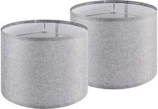 2 PCS Gray Lamp Shade Natural Linen 13x13x10 Inch Easy Assembly Fabric