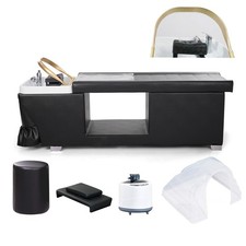 Salon Backwash Station Head Spa Bed w/ Water Flow Shampoo Bowl Black   Hair Wash