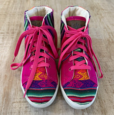 Inkkas Handmade Peru High Top Sneakers Women s 5 Pink Multicolor Woven Boho