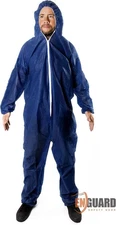 Coverall Hood Elastic Cuffs Ankles Waist Chemical Protective Coveralls Blue 3XL