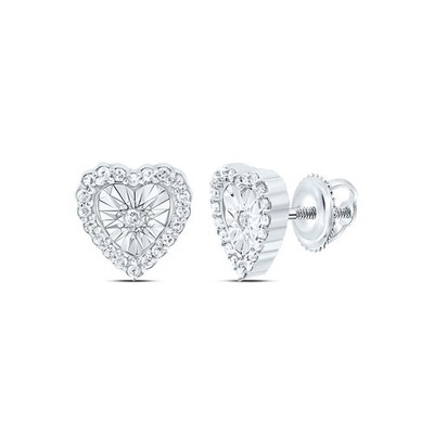 Herz-Ohrstecker 0,12 kt natürlicher Diamant 10 kt Weißgold