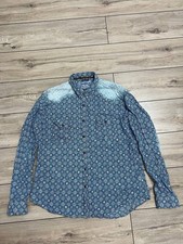 Men's Desigual Blue Floral Long Sleeve Shirt 2XL Snap Regular Fit