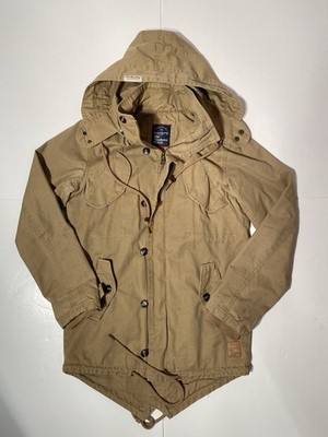The Academy Brand Men's Cotton Fishtail Parka Jacket Hooded Khaki Tan Size M