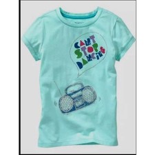 NEW Gap kids girls T-shirt XL 12 aqua blue short sleeve graphic radio music top