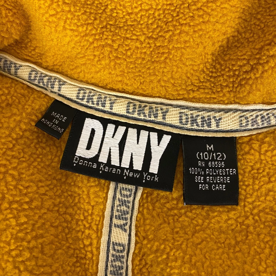 Jaqueta Pulôver de Lã Vintage DKNY Worldwide Masculina Tamanho M Amarela Quarto de Zíper * - Imagem 3 de 4