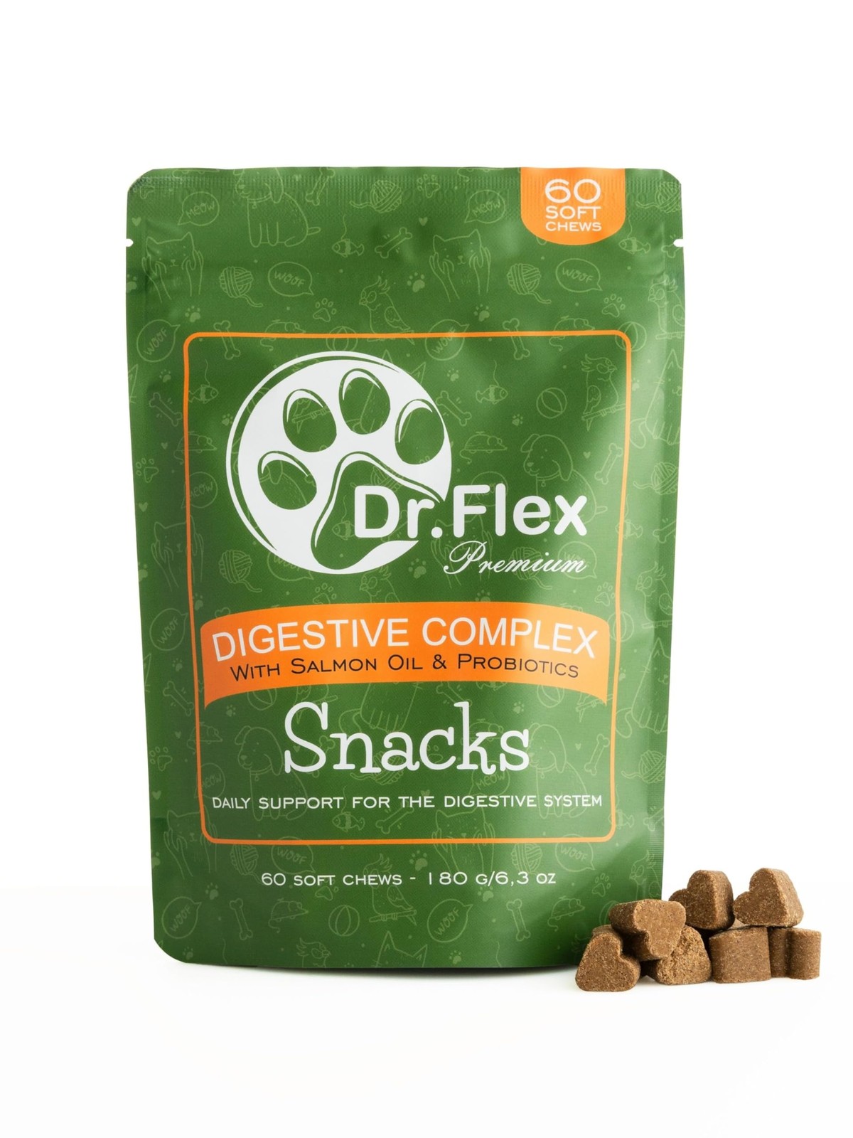 Probiotici Complesso per Cani Snack Digestivi Soft Chews con Colostro Lievito di