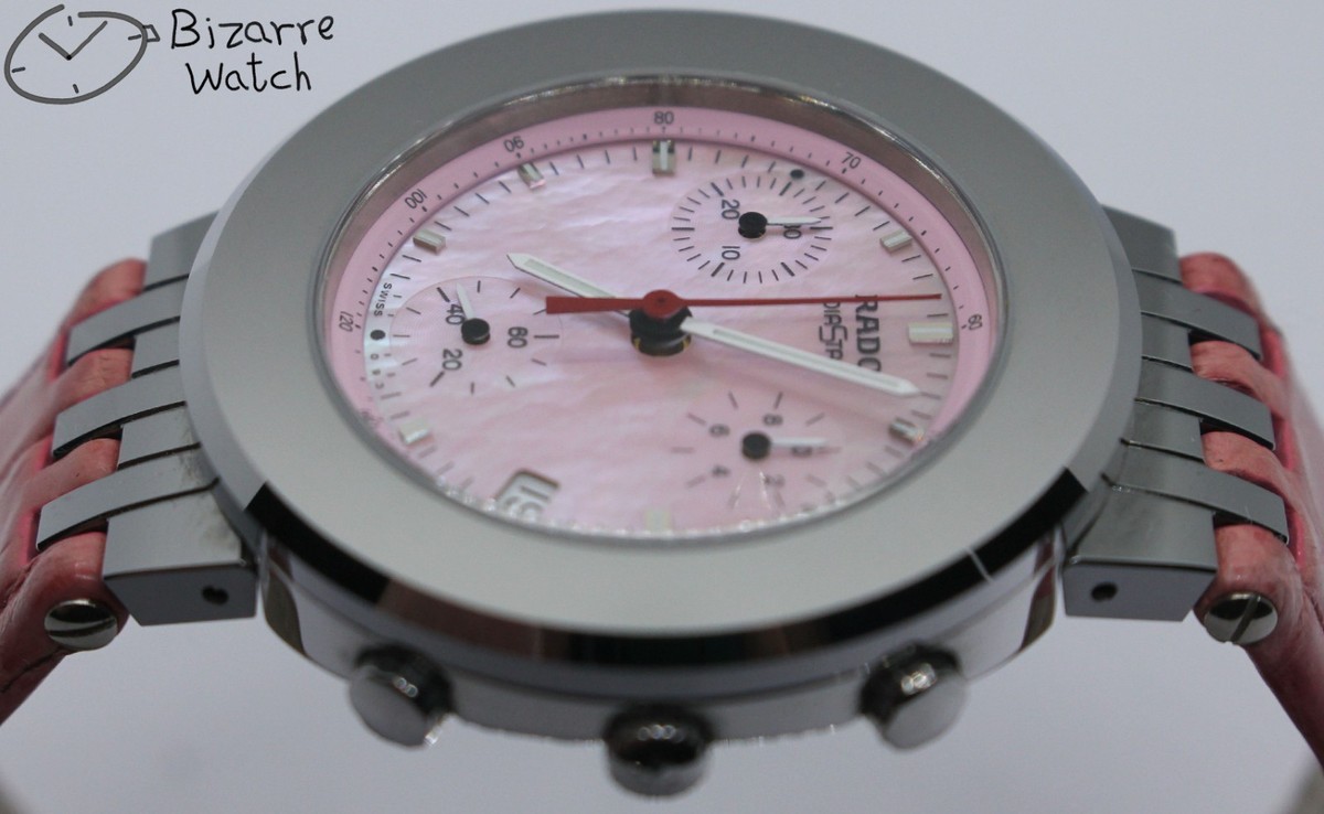 RARE MOP Rado Diastar 34mm Chronograph Tungsten Carbide Pink