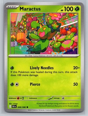 Maractus 008/086 Black Bolt Pokemon TCG Grass Basic Lively Needles Card