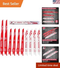 Durable 10-Piece Reciprocating Saw Blade Set with Bonus Storage Box - 6  8 Inch
