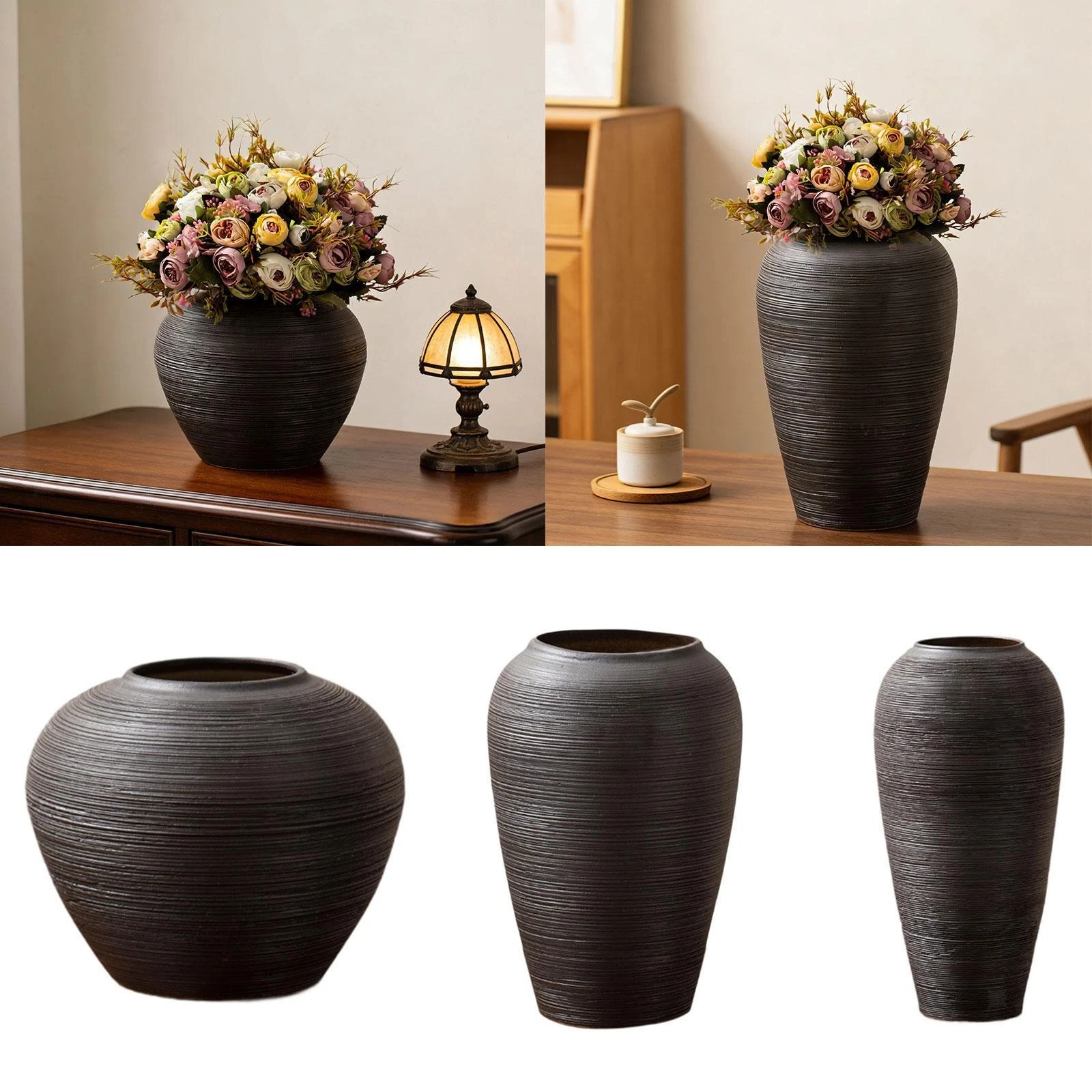 Ceramic Flower Vase Farmhouse Vase Minimalist Multipurpose Decorative Vase for