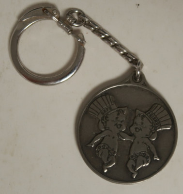 Glendale Federal Savings 25th Anniversary Silver Toned Keychain Babies Dancing