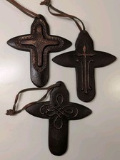Cast Metal Cross Ornaments Set of 3