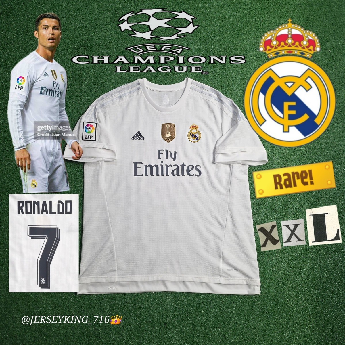 Adidas Real Madrid CF Cristiano Ronaldo #7 2015/2016 Jersey XXL LA