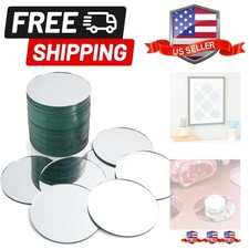 Glass Mirror Tiles for Crafts - 3 in, Round, Transparent, 50-Pack - Craft Mir...