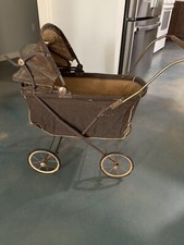Vintage Baby Doll Carriage Buggy Pram Stroller - Brown - Toy
