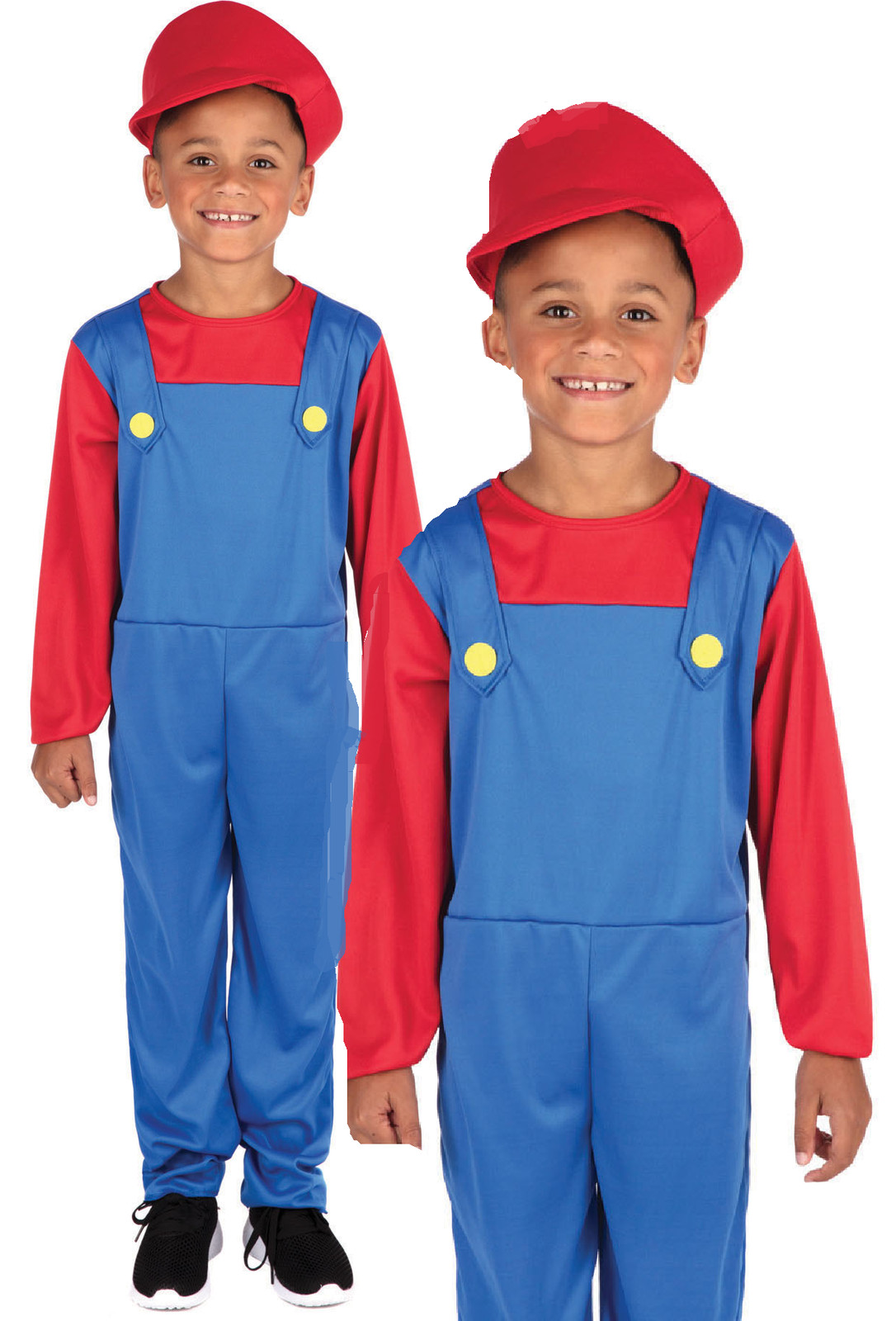 Disfraz De Fantasía Para Niño Mario Fontanero Gamer De Los 80, Edad 7-12