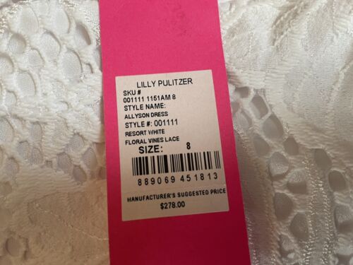 Nuevo $278 Lilly Pulitzer Allyson Encaje Calce Llamarada Vestido Resort Blanco Talla 8 - Imagen 5 de 6