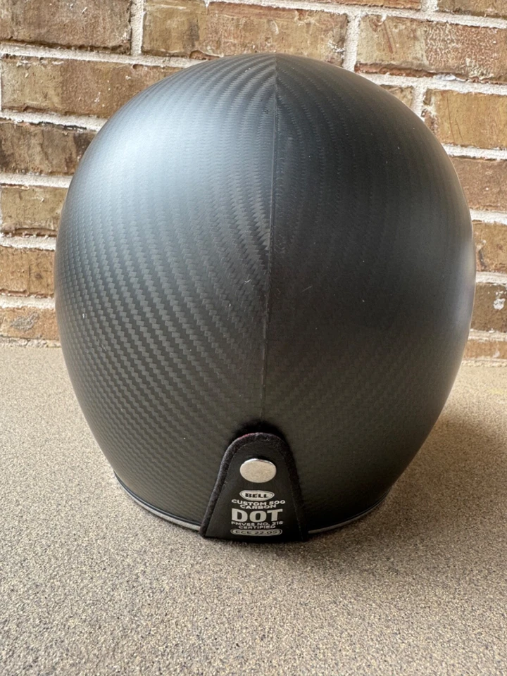 Capacete de carbono Bell Custom 500 vintage retrô couro fibra de carbono grande - Imagem 3 de 4