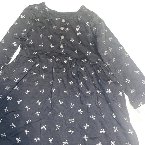 Carter’s Long Sleeve Gray Dress Silver Bows Girls Size 2T - Picture 5 of 11