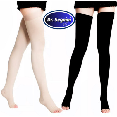 COMPRESSION STOCKINGS 10-20 mmHg THIGH HIGH OPEN TOE SOCKS VARICOSE VEIN J9302-