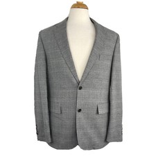 Jos A Bank Reserve Mens Gray Cotton Plaid Blazer Sport Coat Size M Tailored Fit