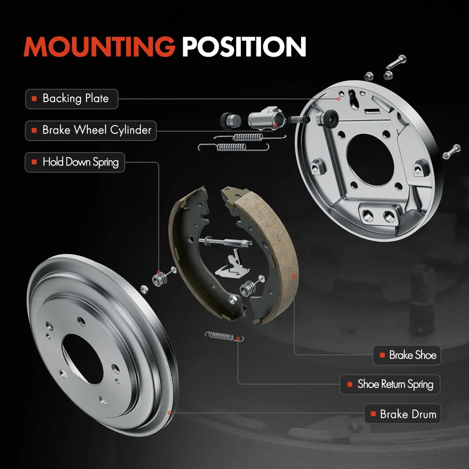 Rear Brake Drum & Ceramic Brake Shoe for Chevrolet Tracker Suzuki Grand Vitara - Image 3 of 4