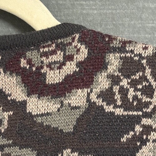 Vintage Saville Sweater Small Brown Pink Lambswool Floral Dark Romantic Cottage - Picture 6 of 7
