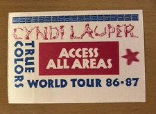 1986-87 CYNDI LAUPER TRUE COLORS TOUR CONCERT BACKSTAGE PASS SHE'S SO UNUSUAL 5