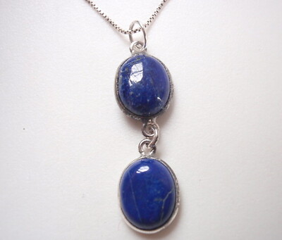 Lapis Lazuli Double Gem 925 Sterling Silver Necklace Lapis Lazuli Double Gem 925 Sterling Silver Necklace
