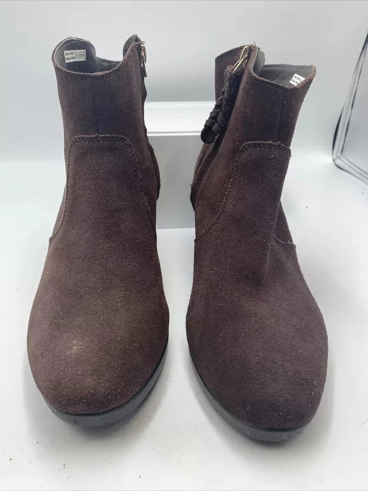 Crocs Brown Dual Comfort Leigh Wedge Suede Ankle Boots Uk Size 6.5 US8.5 Pull On - image 2 of 4