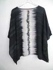 Quaker Factory Top Womens Large Black White Colorblock Kimono Rhinestones Fairy
