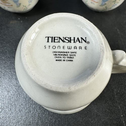 Vtg 1990 Tienshan Stoneware Coffee Mugs 7pc Boy & Girl Country Heart 12oz Cups - Picture 6 of 12