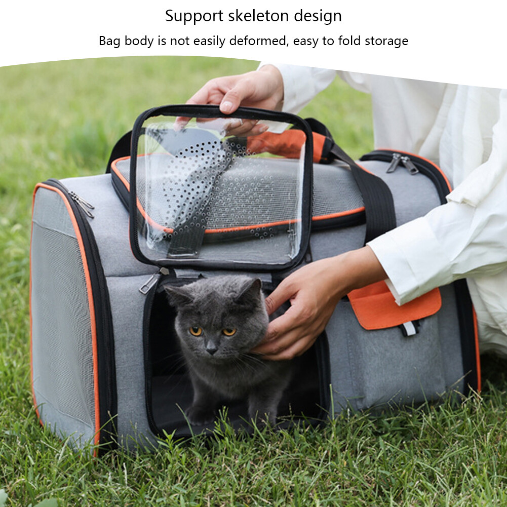 Cat Travel Bag Breathable Mesh Travel Backpack Double Straps (Gray and