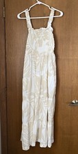 EUC GAP Cream Smocked Tiered Maxi Dress Large Petite