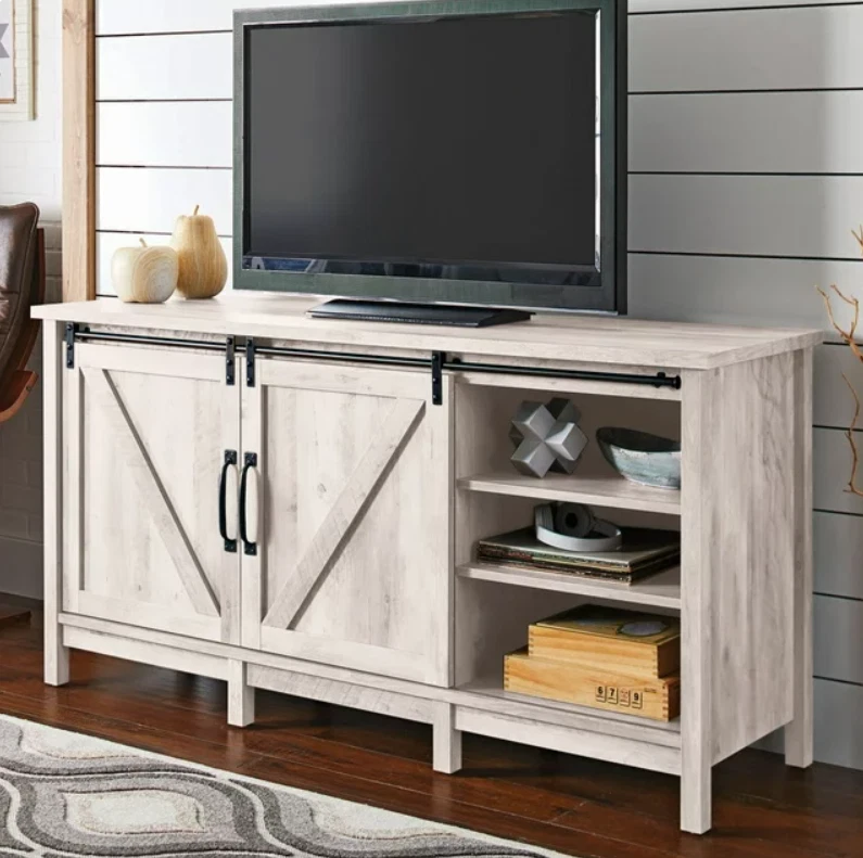 Modern Farmhouse 70" TV Stand Entertainment Center Console Credenza Rustic White - Image 4 of 4