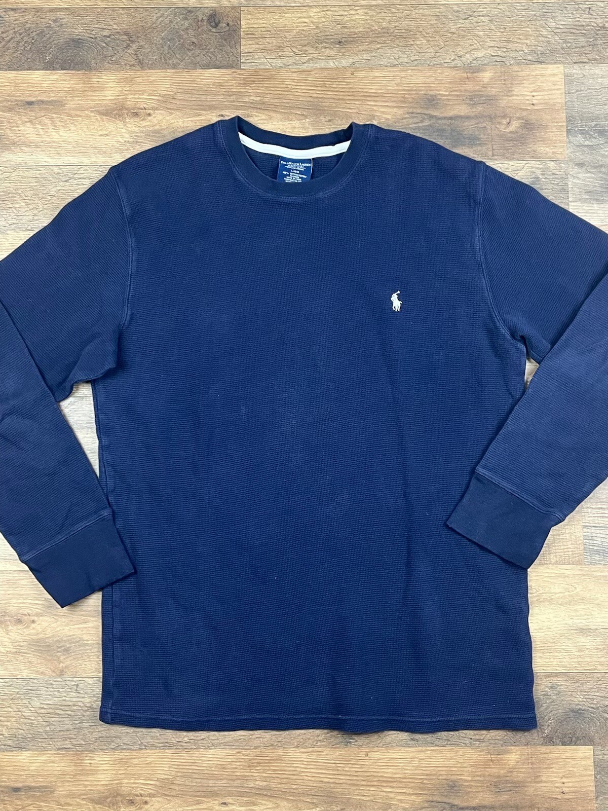 Ralph Lauren POLO RALPH LAUREN Thermal Long T-Shirt, Size L (Men's Size L) cotton navy blue type Vintage Second Hand