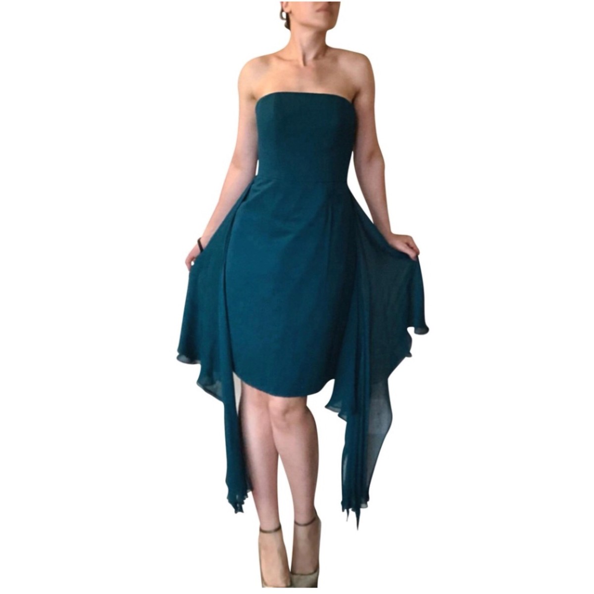 Jason Wu Blue Silk Strapless Float Scarf Sheath Dress Size 10 Or 8 M